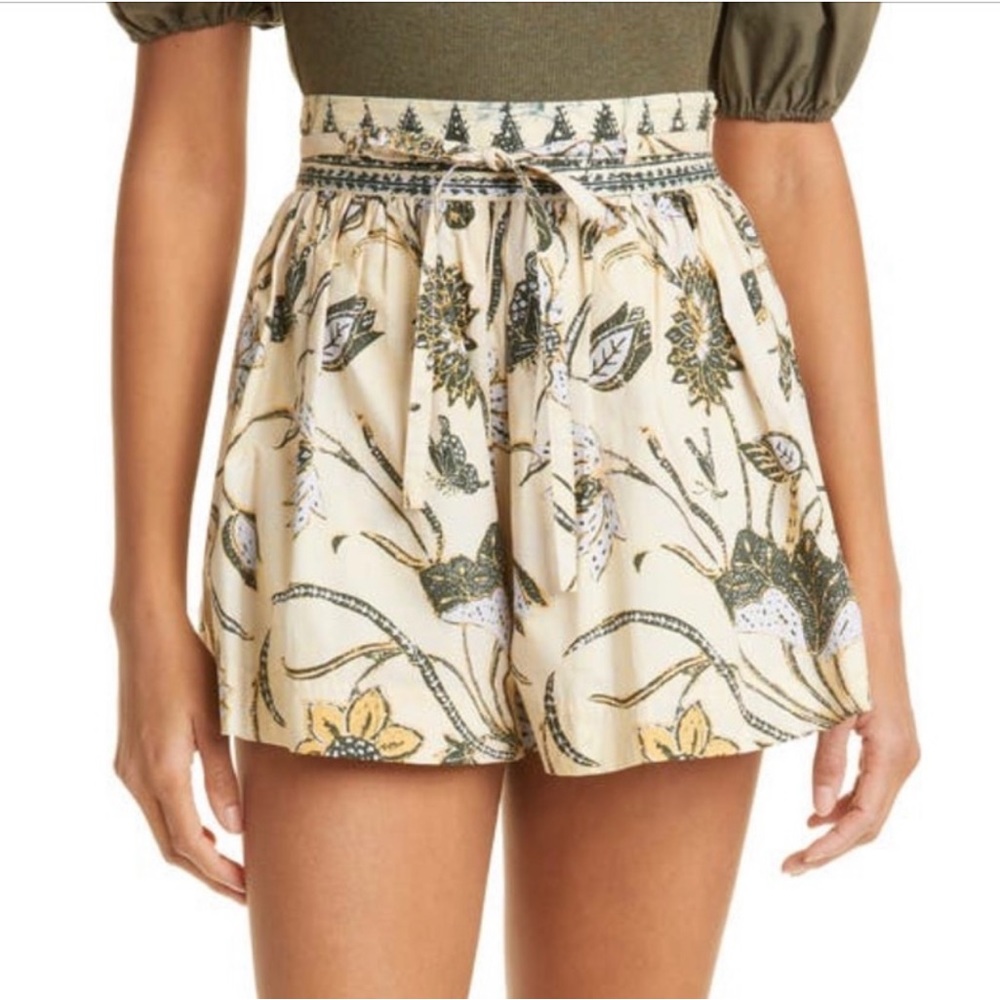 $245 ULLA JOHNSON Rowan Floral Tie Shorts - Picture 2 of 2